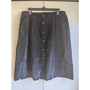 Vintage Collections II Women's Black Velvet Button Front A Line Skirt Size 34